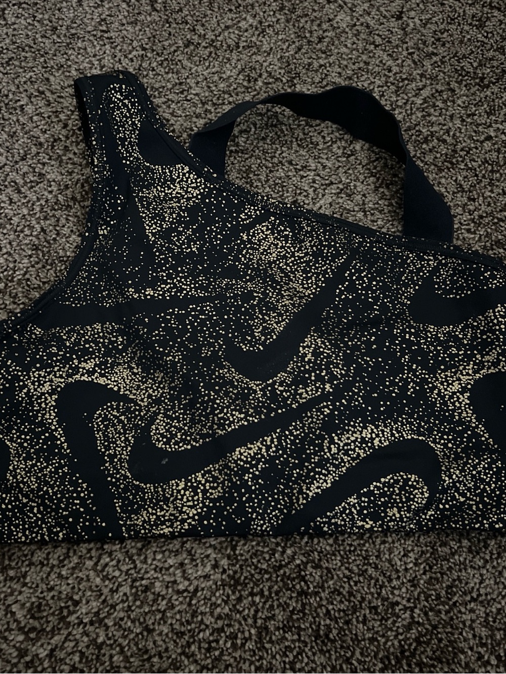 Nike Women's Black Sports Bra with Gold Speckle Print